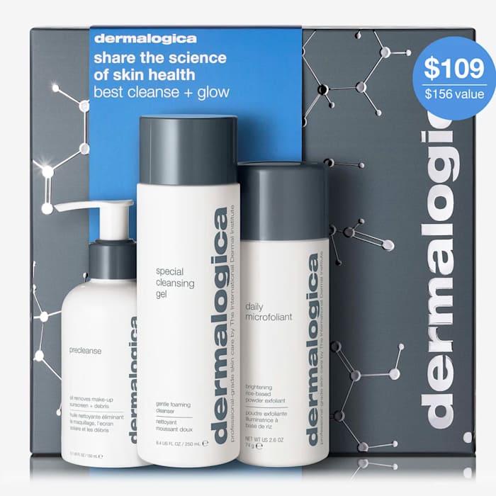 One of the best skincare gift sets for women who love all things beauty, the Dermalogica Best Cleanse + Glow Set available now at Dermalogica